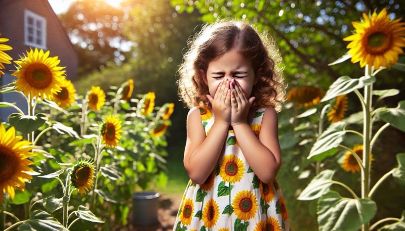 a girl sneezing