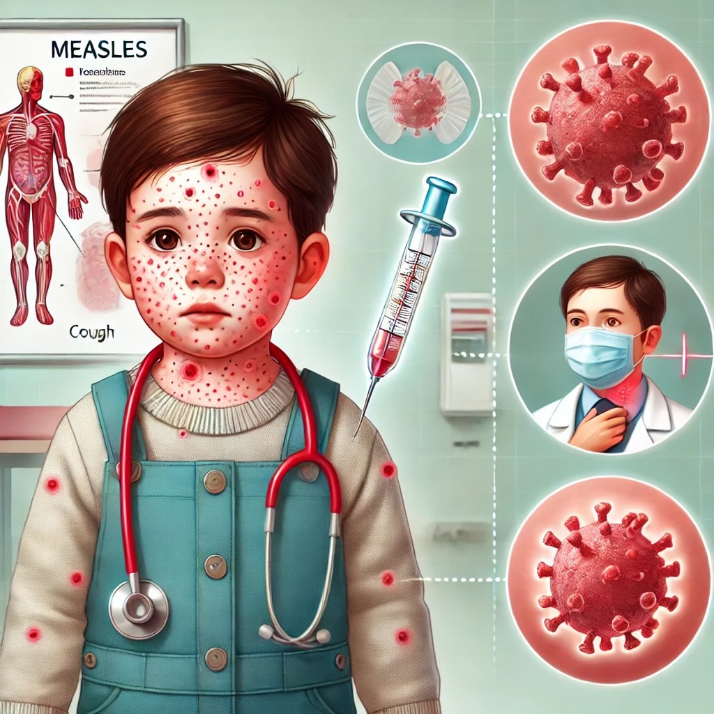 child with measles rash